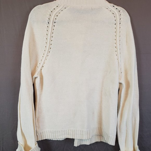 Women’s Calvin Klein Jeans White Tight Knit Button Down Sweater Cardigan Size XL - Picture 8 of 12